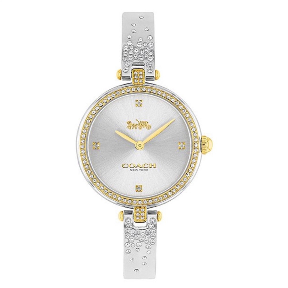 COACH Park Crystal Bezel Two Tone Bangle Watch